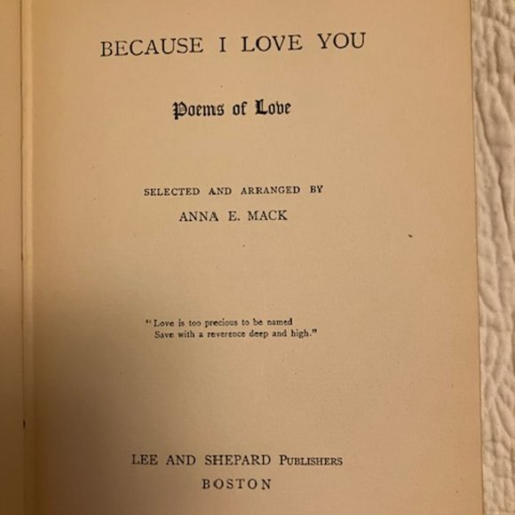 "Because I Love You" Book of Poetry Vintage 1894 - Picture 3 of 6